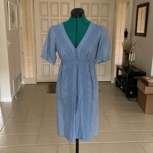 Banana Republic Pale Blue Linen Dress Knee Length Size XS